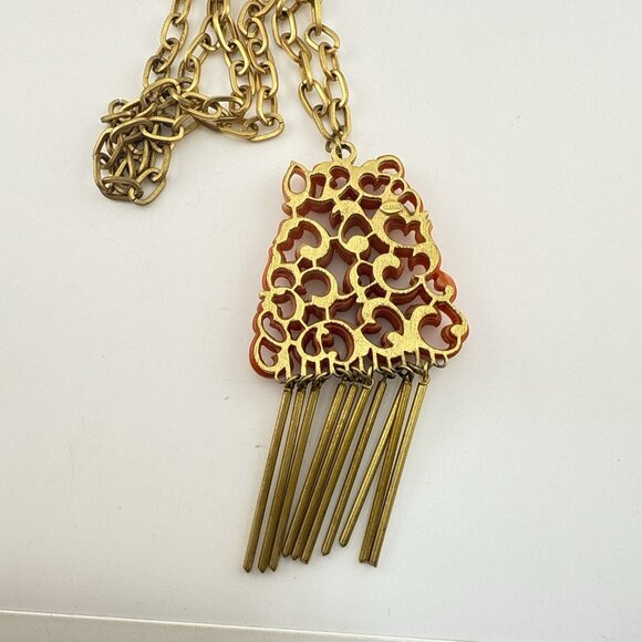 Vintage Kramer New York Necklace Faux Coral Statement Tassel Fringe MCM Runway - Picture 7 of 15
